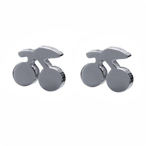 Jewelry - NEW Cherry  Silver Toned Stud Earrings